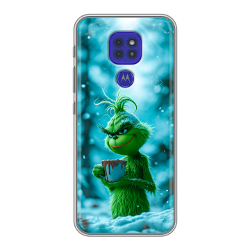 Силиконовый чехол на Motorola Moto E7 Plus с принтом Новый год гринч