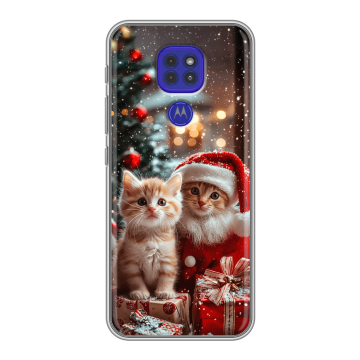 Силиконовый чехол на Motorola Moto E7 Plus с принтом Новый год