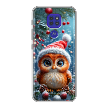 Силиконовый чехол на Motorola Moto E7 Plus с принтом Новый год