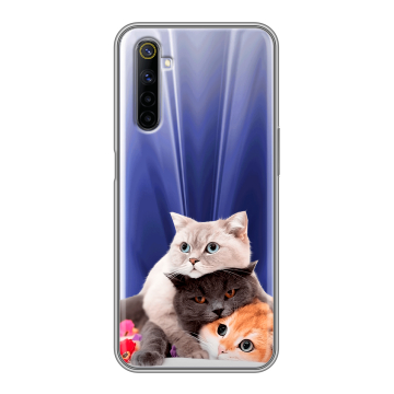 Силиконовый противоударный чехол на Realme 6S с принтом Кошки Силиконовый противоударный чехол на Realme 6S с принтом Кошки