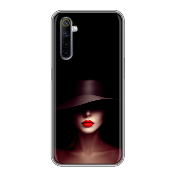 Силиконовый противоударный чехол на Realme 6S с принтом Девушка в шляпе