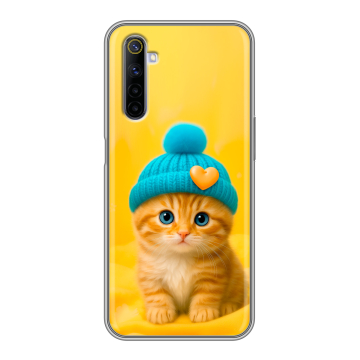 Силиконовый противоударный чехол на Realme 6S с принтом Котенок в шапке