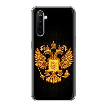 Силиконовый противоударный чехол на Realme 6S с принтом Герб России желтый Силиконовый противоударный чехол на Realme 6S с принтом Герб России желтый