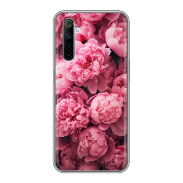 Силиконовый противоударный чехол на Realme 6S с принтом цветы пионы