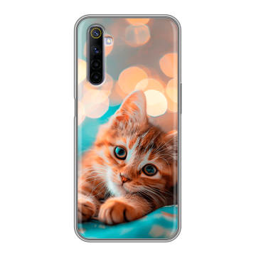 Силиконовый противоударный чехол на Realme 6S с принтом котик