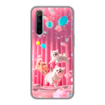 Силиконовый противоударный чехол на Realme 6S с принтом милые котики Силиконовый противоударный чехол на Realme 6S с принтом милые котики