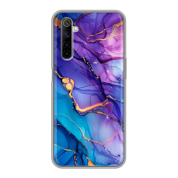 Силиконовый противоударный чехол на Realme 6S с принтом синий мрамор