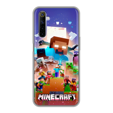 Силиконовый противоударный чехол на Realme 6S с принтом Майнкрафт Minecraft Силиконовый противоударный чехол на Realme 6S с принтом Майнкрафт Minecraft