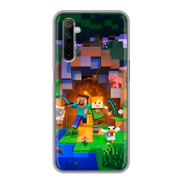 Силиконовый противоударный чехол на Realme 6S с принтом Майнкрафт Minecraft Силиконовый противоударный чехол на Realme 6S с принтом Майнкрафт Minecraft
