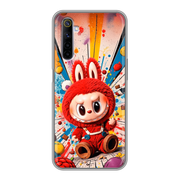 Силиконовый противоударный чехол на Realme 6S с принтом Labubu Лабубу