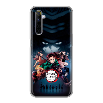 Силиконовый противоударный чехол на Realme 6S с принтом Demon Slayer Клинок рассекающий демонов