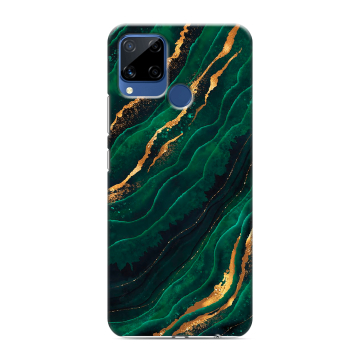 Силиконовый чехол на Realme C15 с принтом Мрамор зеленое золото Силиконовый чехол на Realme C15 с принтом Мрамор зеленое золото