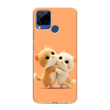 Силиконовый чехол на Realme C15 с принтом Милые котики Силиконовый чехол на Realme C15 с принтом Милые котики
