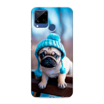 Силиконовый чехол на Realme C15 с принтом Мопс в шапке Силиконовый чехол на Realme C15 с принтом Мопс в шапке