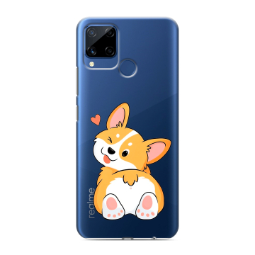 Силиконовый чехол на Realme C15 с принтом Корги Силиконовый чехол на Realme C15 с принтом Корги