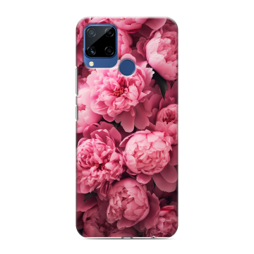 Силиконовый чехол на Realme C15 с принтом цветы пионы Силиконовый чехол на Realme C15 с принтом цветы пионы