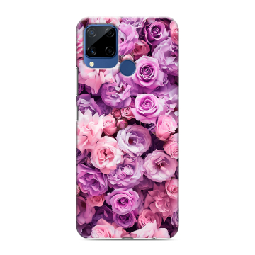Силиконовый чехол на Realme C15 с принтом лавандовые розы Силиконовый чехол на Realme C15 с принтом лавандовые розы