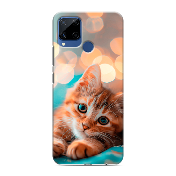 Силиконовый чехол на Realme C15 с принтом котик Силиконовый чехол на Realme C15 с принтом котик