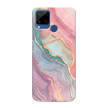 Силиконовый чехол на Realme C15 с принтом розовый мрамор Силиконовый чехол на Realme C15 с принтом розовый мрамор