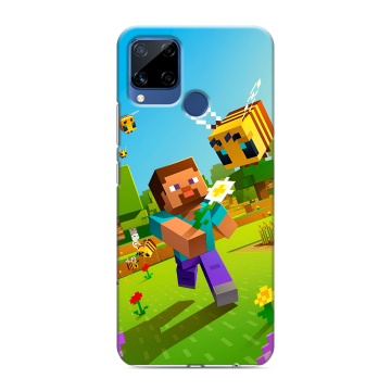 Силиконовый чехол на Realme C15 с принтом Майнкрафт Minecraft