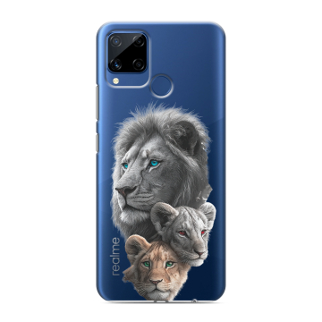 Силиконовый чехол на Realme C15 с принтом Львы Силиконовый чехол на Realme C15 с принтом Львы