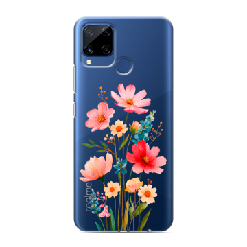 Силиконовый чехол на Realme C15 с принтом Цветы Силиконовый чехол на Realme C15 с принтом Цветы