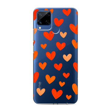 Силиконовый чехол на Realme C15 с принтом Сердечки Силиконовый чехол на Realme C15 с принтом Сердечки