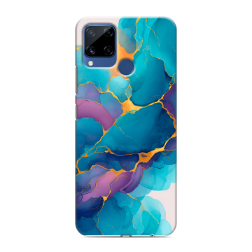 Силиконовый чехол на Realme C15 с принтом Мрамор блестки Силиконовый чехол на Realme C15 с принтом Мрамор блестки
