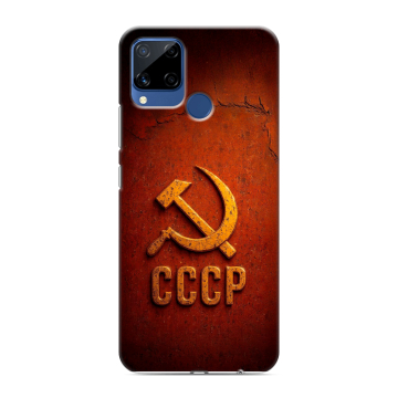 Силиконовый чехол на Realme C15 с принтом Флаг Герб СССР Силиконовый чехол на Realme C15 с принтом Флаг Герб СССР