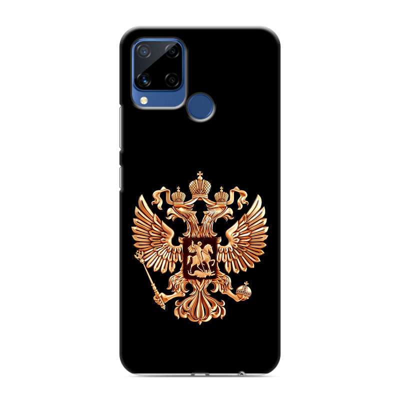 Пластиковый чехол на Realme C15 с принтом Герб России золотой Пластиковый чехол на Realme C15 с принтом Герб России золотой