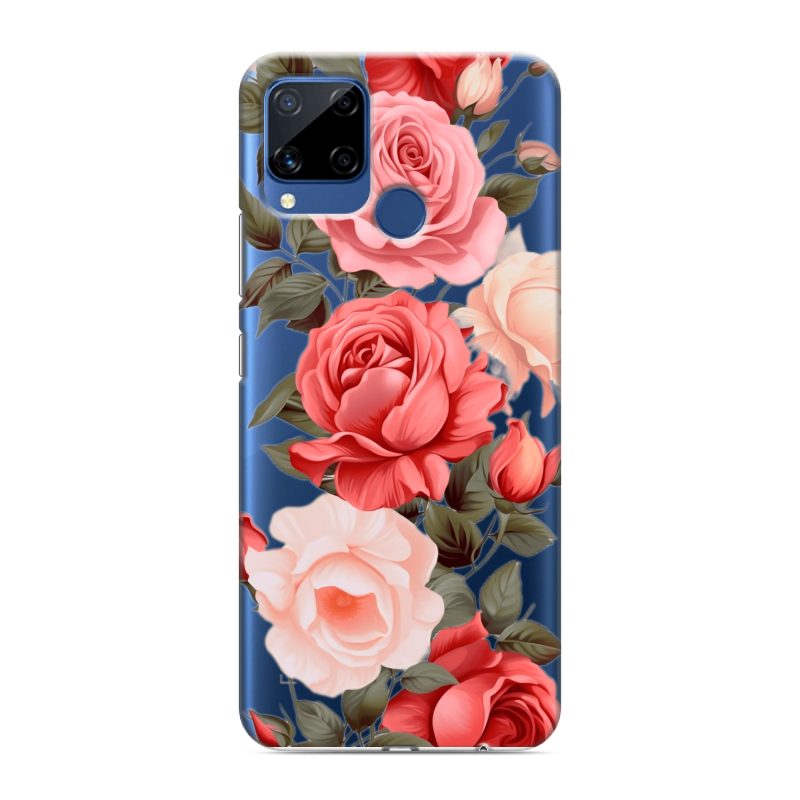 Пластиковый чехол на Realme C15 с принтом Розы Пластиковый чехол на Realme C15 с принтом Розы