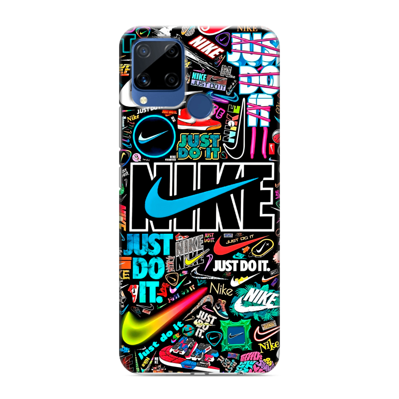 Силиконовый чехол на Realme C15 с принтом найк nike черный Силиконовый чехол на Realme C15 с принтом найк nike черный