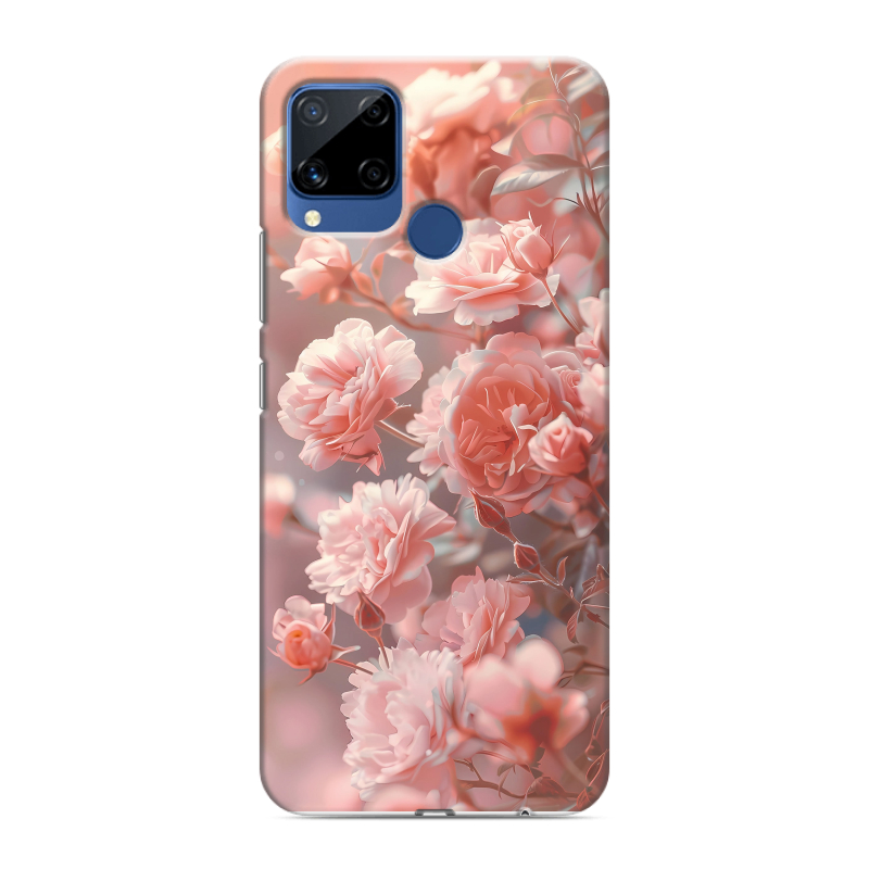 Силиконовый чехол на Realme C15 с принтом Розовые розы Силиконовый чехол на Realme C15 с принтом Розовые розы
