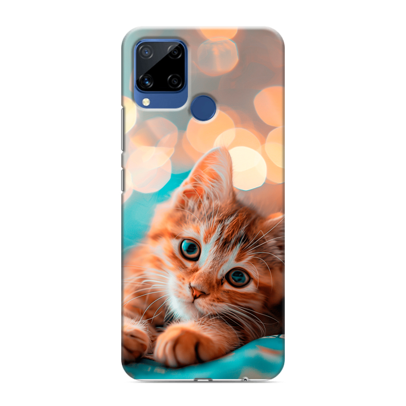Силиконовый чехол на Realme C15 с принтом котик Силиконовый чехол на Realme C15 с принтом котик