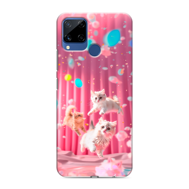 Силиконовый чехол на Realme C15 с принтом милые котики Силиконовый чехол на Realme C15 с принтом милые котики