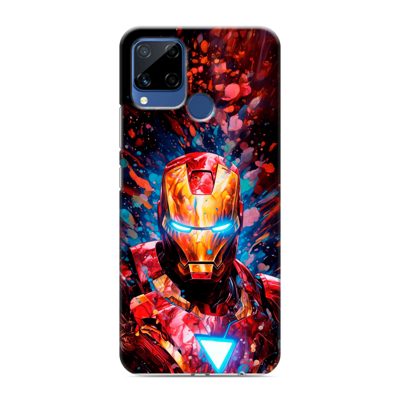 Силиконовый противоударный чехол на Realme C15 с принтом Железный человек Ironman Силиконовый противоударный чехол на Realme C15 с принтом Железный человек Ironman