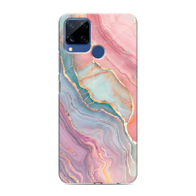 Силиконовый чехол на Realme C15 с принтом розовый мрамор Силиконовый чехол на Realme C15 с принтом розовый мрамор