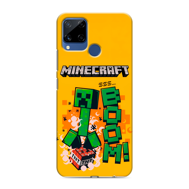 Силиконовый противоударный чехол на Realme C15 с принтом Майнкрафт Minecraft Силиконовый противоударный чехол на Realme C15 с принтом Майнкрафт Minecraft