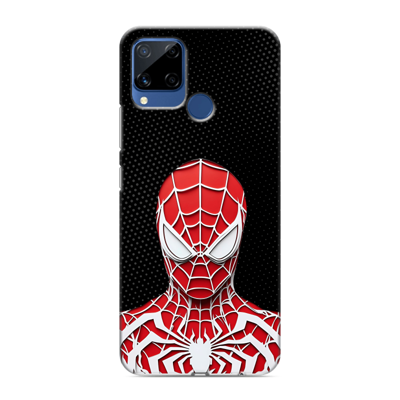 Силиконовый противоударный чехол на Realme C15 с принтом человек паук spiderman Силиконовый противоударный чехол на Realme C15 с принтом человек паук spiderman