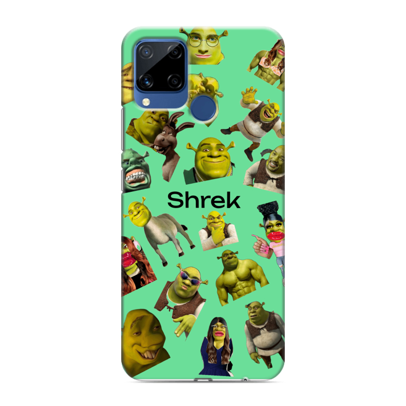 Силиконовый противоударный чехол на Realme C15 с принтом Шрек Shrek Силиконовый противоударный чехол на Realme C15 с принтом Шрек Shrek