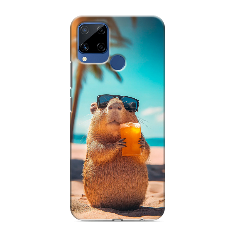 Пластиковый чехол на Realme C15 с принтом Капибара Пластиковый чехол на Realme C15 с принтом Капибара