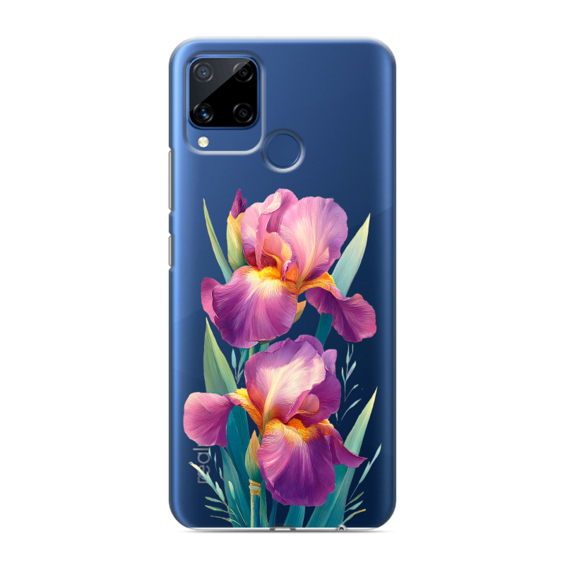 Силиконовый противоударный чехол на Realme C15 с принтом Цветы орхидеи Силиконовый противоударный чехол на Realme C15 с принтом Цветы орхидеи