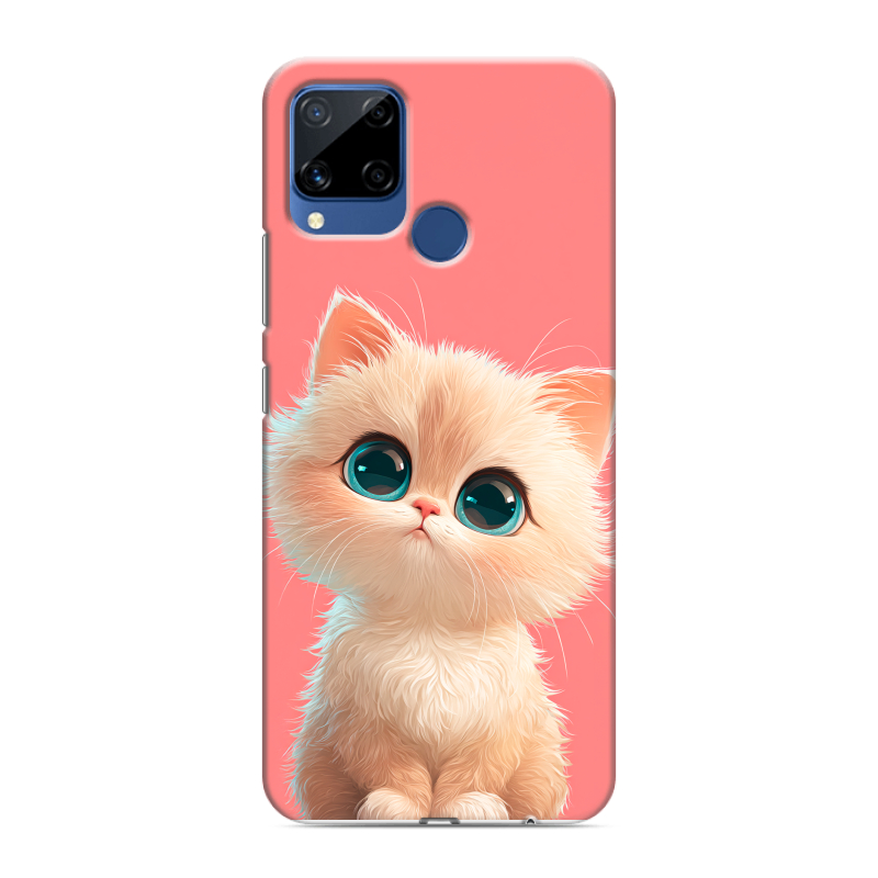Пластиковый чехол на Realme C15 с принтом Розовый котенок Пластиковый чехол на Realme C15 с принтом Розовый котенок