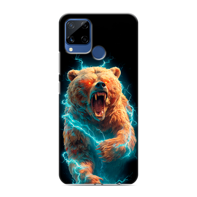 Пластиковый чехол на Realme C15 с принтом Медведь Пластиковый чехол на Realme C15 с принтом Медведь