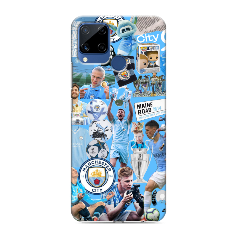 Силиконовый противоударный чехол на Realme C15 с принтом Man City Манчестер Сити Силиконовый противоударный чехол на Realme C15 с принтом Man City Манчестер Сити
