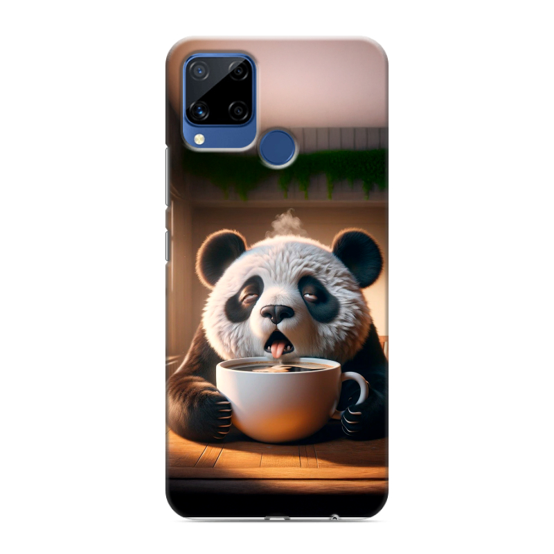 Силиконовый чехол на Realme C15 с принтом смешная панда Силиконовый чехол на Realme C15 с принтом смешная панда