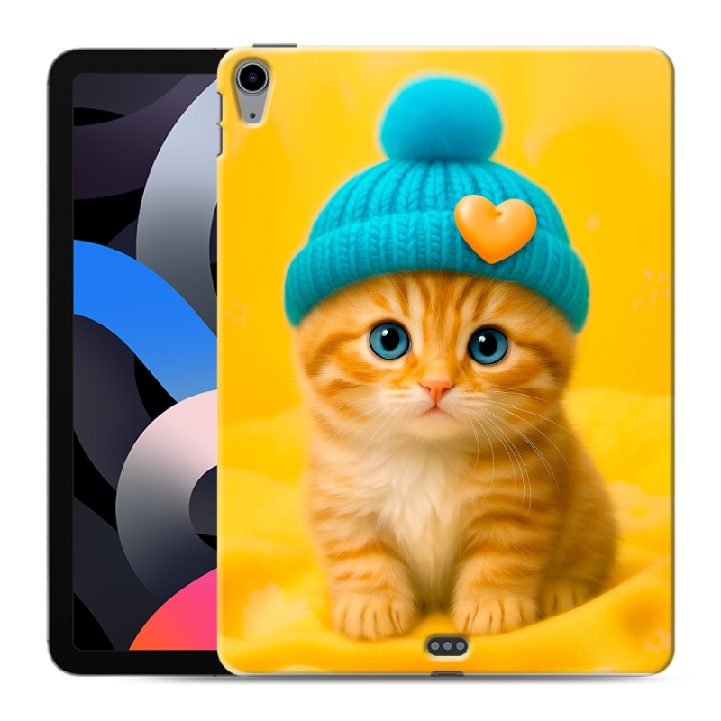 Силиконовый чехол на Ipad Air (2020) с принтом Котенок в шапке Силиконовый чехол на Ipad Air (2020) с принтом Котенок в шапке