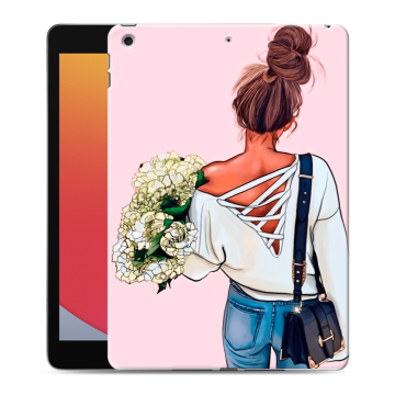 Силиконовый чехол на планшета Ipad 10.2 (2020) с принтом Девушка и букет