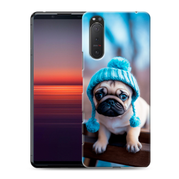 Силиконовый чехол на Sony Xperia 5 II с принтом Мопс в шапке