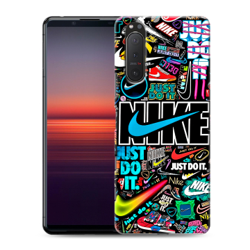 Силиконовый чехол на Sony Xperia 5 II с принтом найк nike черный